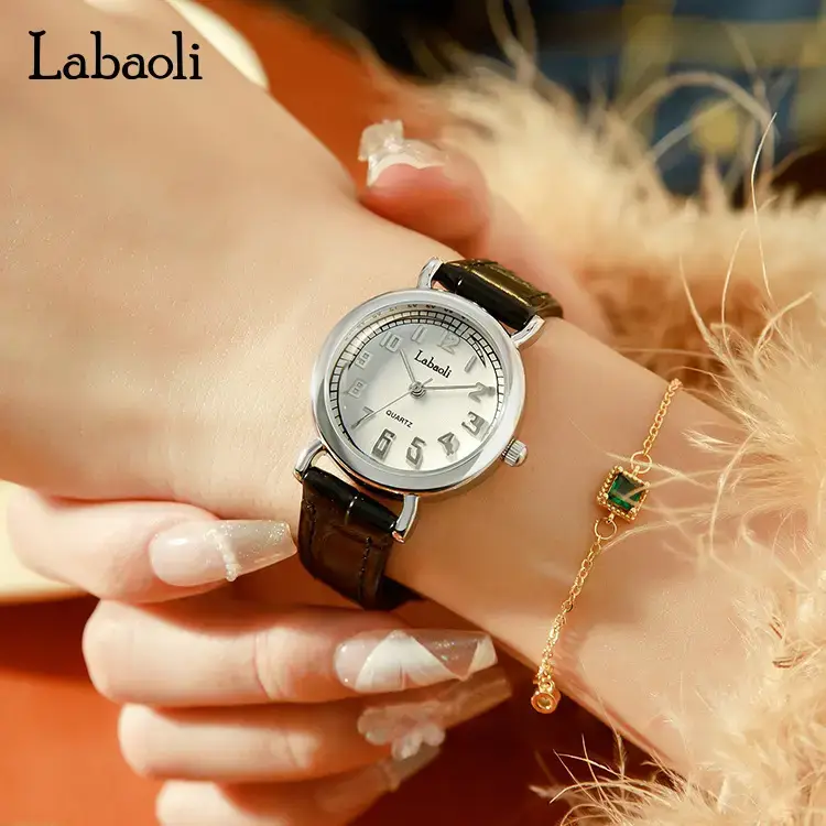 La Boli Gold Quartz Women's Watch with Green Bracelet