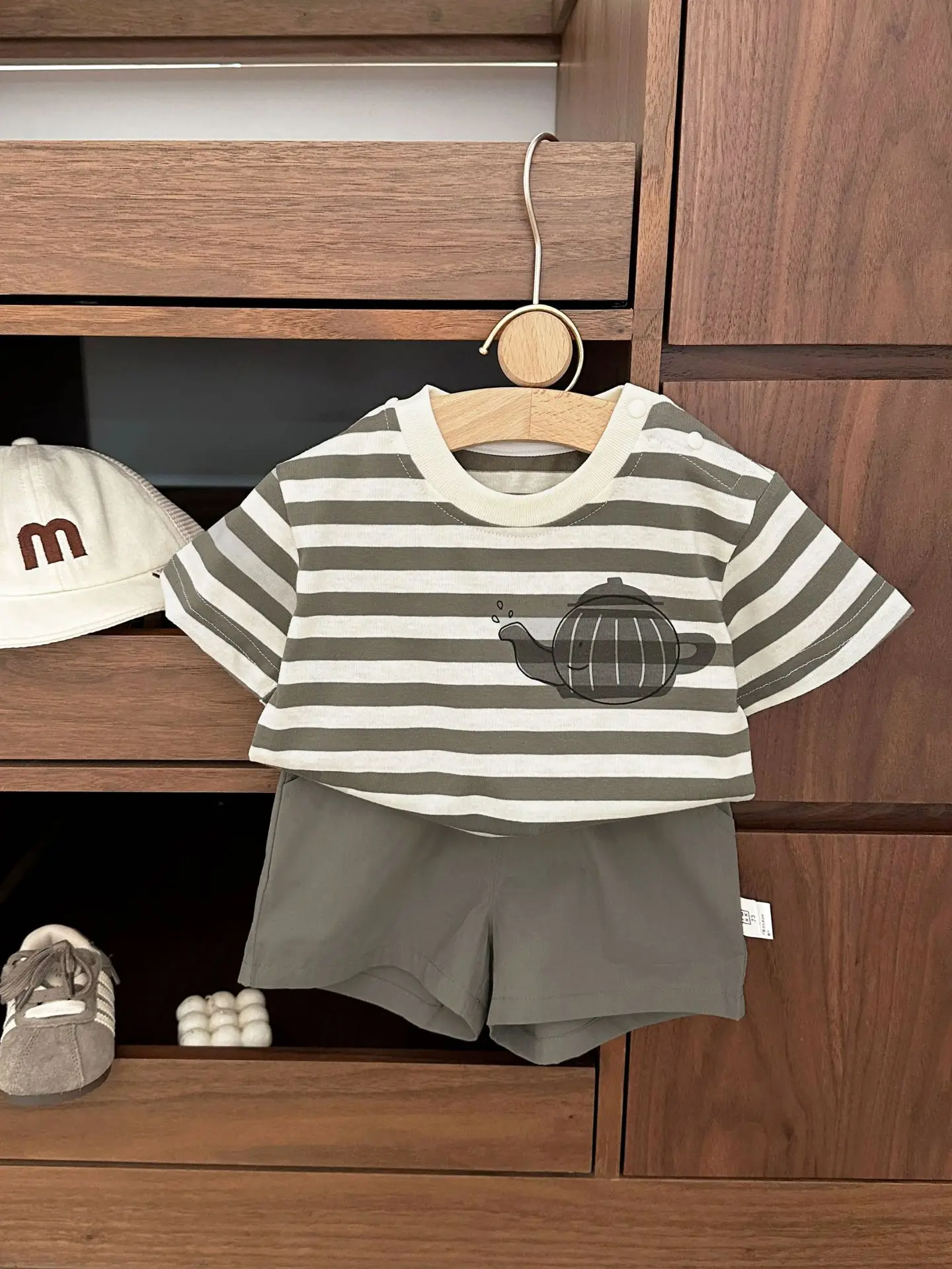 Boys Striped Shorts Set Summer Korean Style