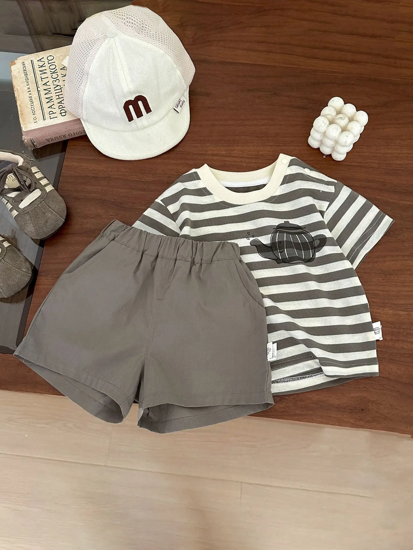 Boys Striped Shorts Set Summer Korean Style