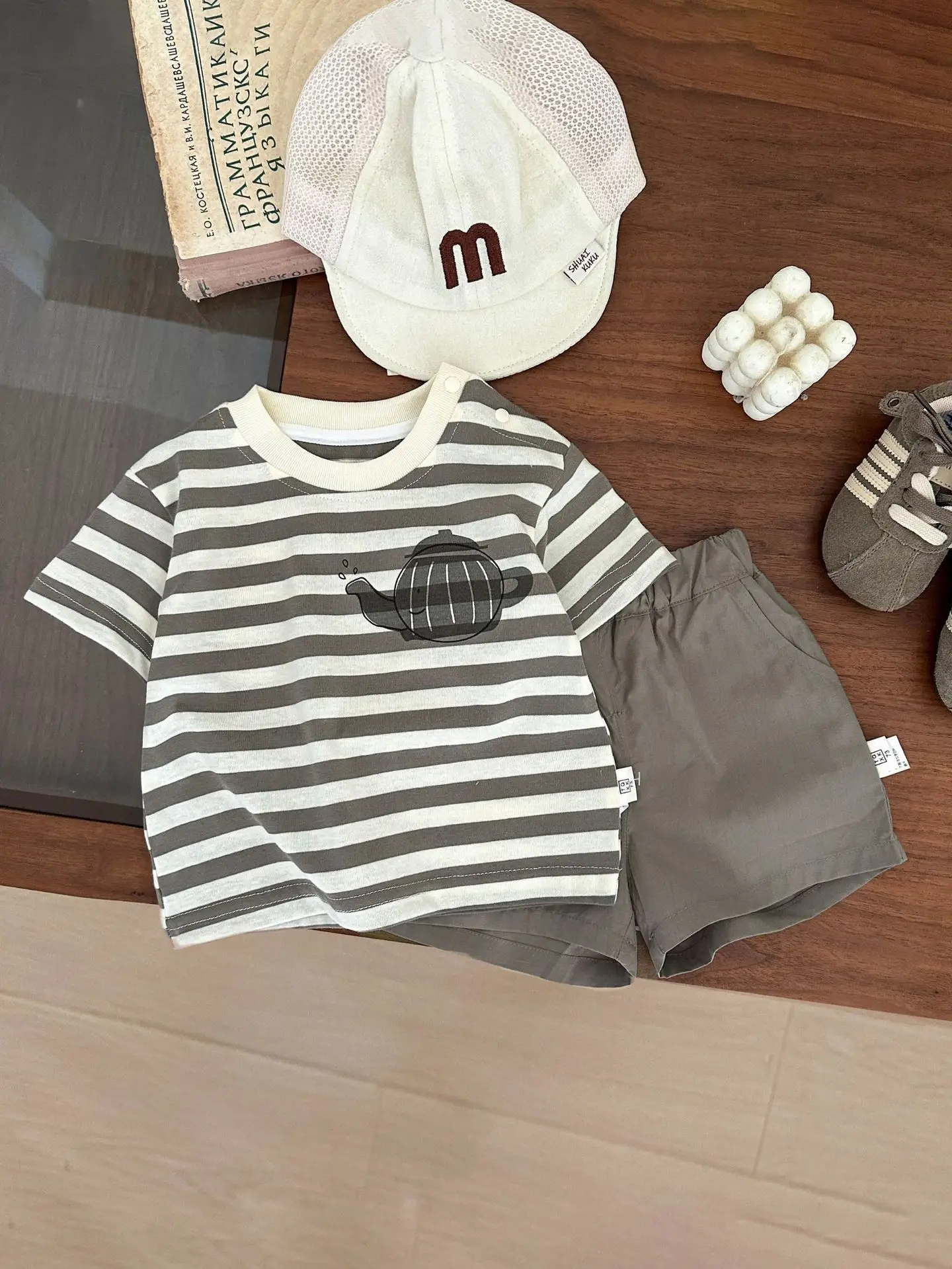 Boys Striped Shorts Set Summer Korean Style