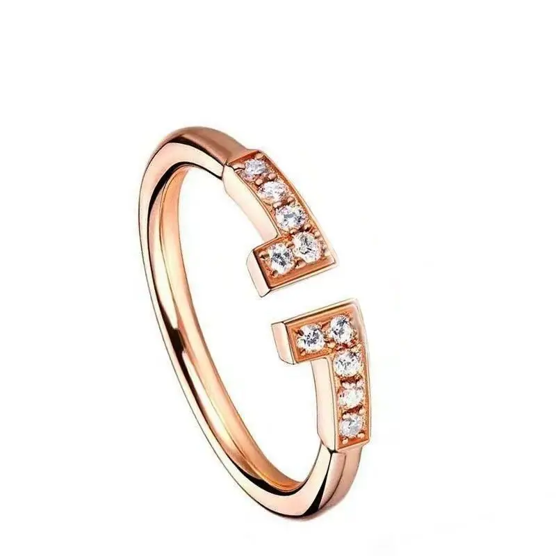 Double T Open Ring for Women with Diamonds & Diamonds - Image 3