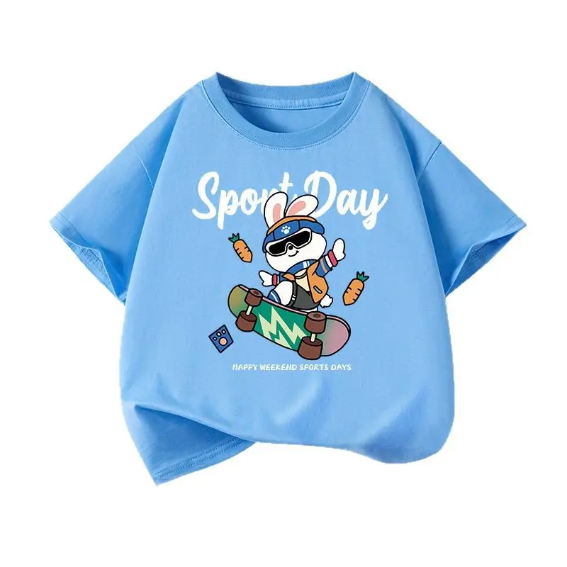 Boys Cotton Cartoon T-Shirt Blue Duck on Scooter - Image 25
