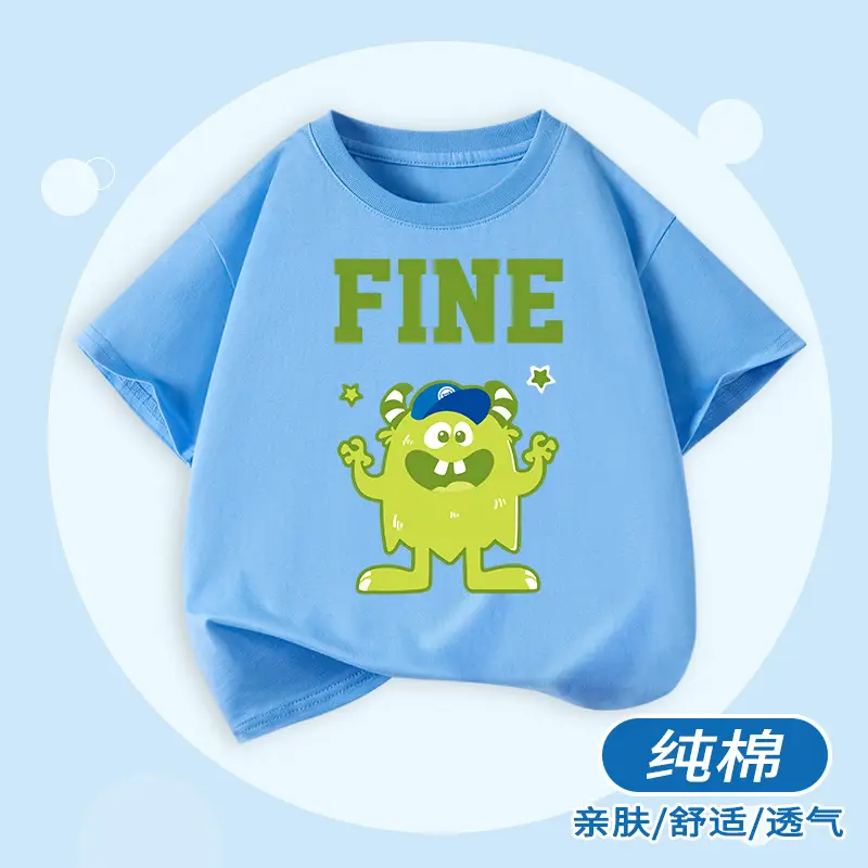 Boys Cotton Cartoon T-Shirt Blue Duck on Scooter - Image 11
