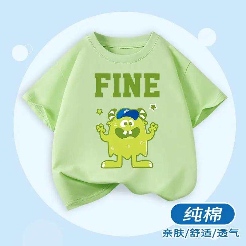 Boys Cotton Cartoon T-Shirt Blue Duck on Scooter - Image 3
