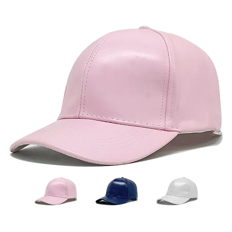 Men Navy Blue Leather Baseball Cap 111cm - Image 4