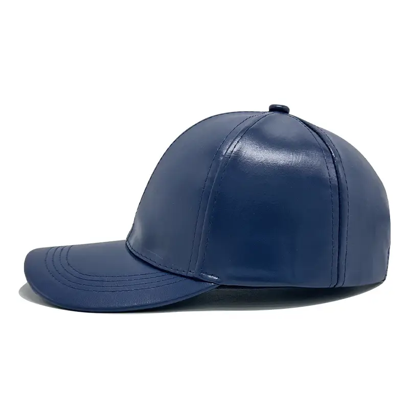 Men Navy Blue Leather Baseball Cap 111cm — feature 4