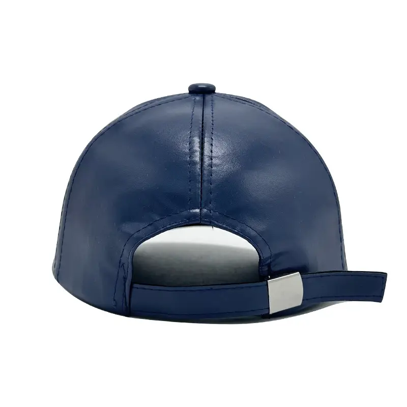 Men Navy Blue Leather Baseball Cap 111cm — feature 5
