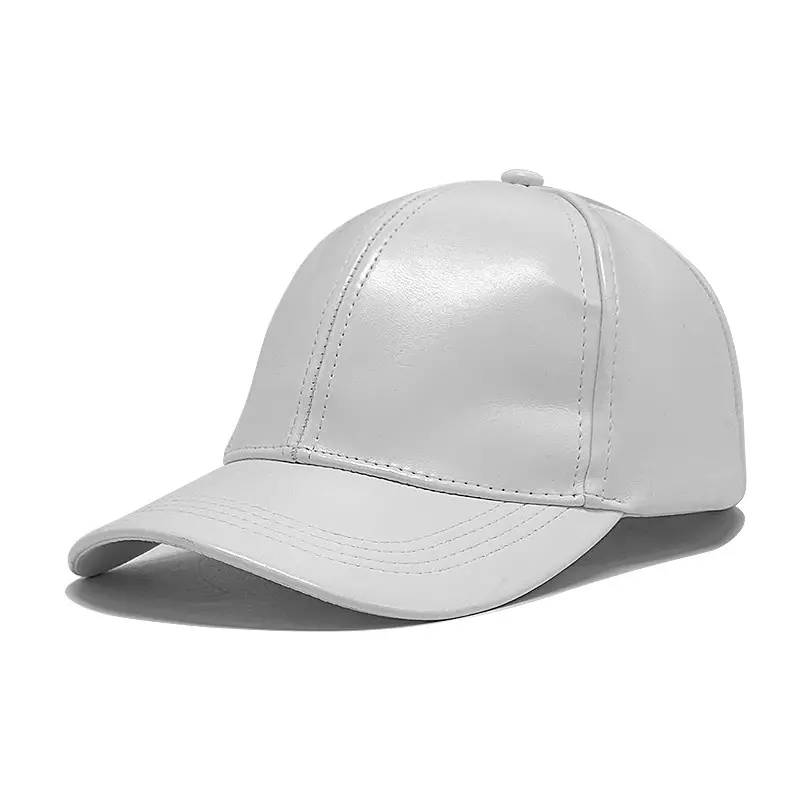 Men Navy Blue Leather Baseball Cap 111cm - Image 2