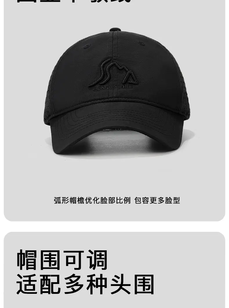 Perforated Baseball Cap 7.5cm Long, Black, UV Protective — feature 10