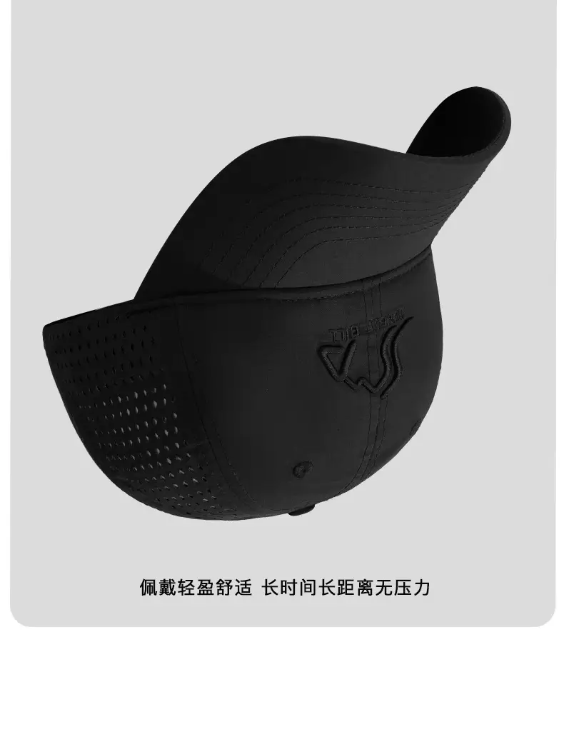 Perforated Baseball Cap 7.5cm Long, Black, UV Protective — feature 12