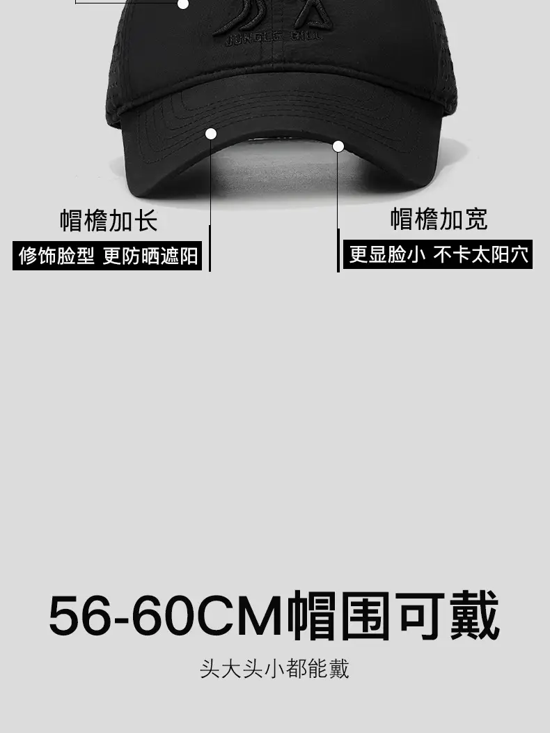 Perforated Baseball Cap 7.5cm Long, Black, UV Protective — feature 4