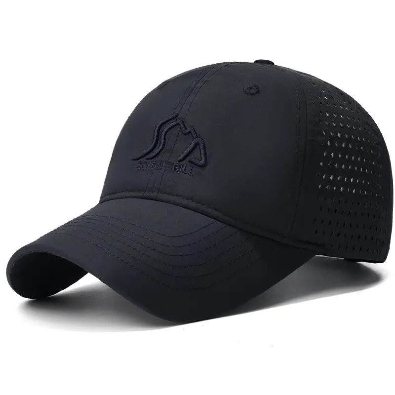 Perforated Baseball Cap 7.5cm Long, Black, UV Protective - Image 2