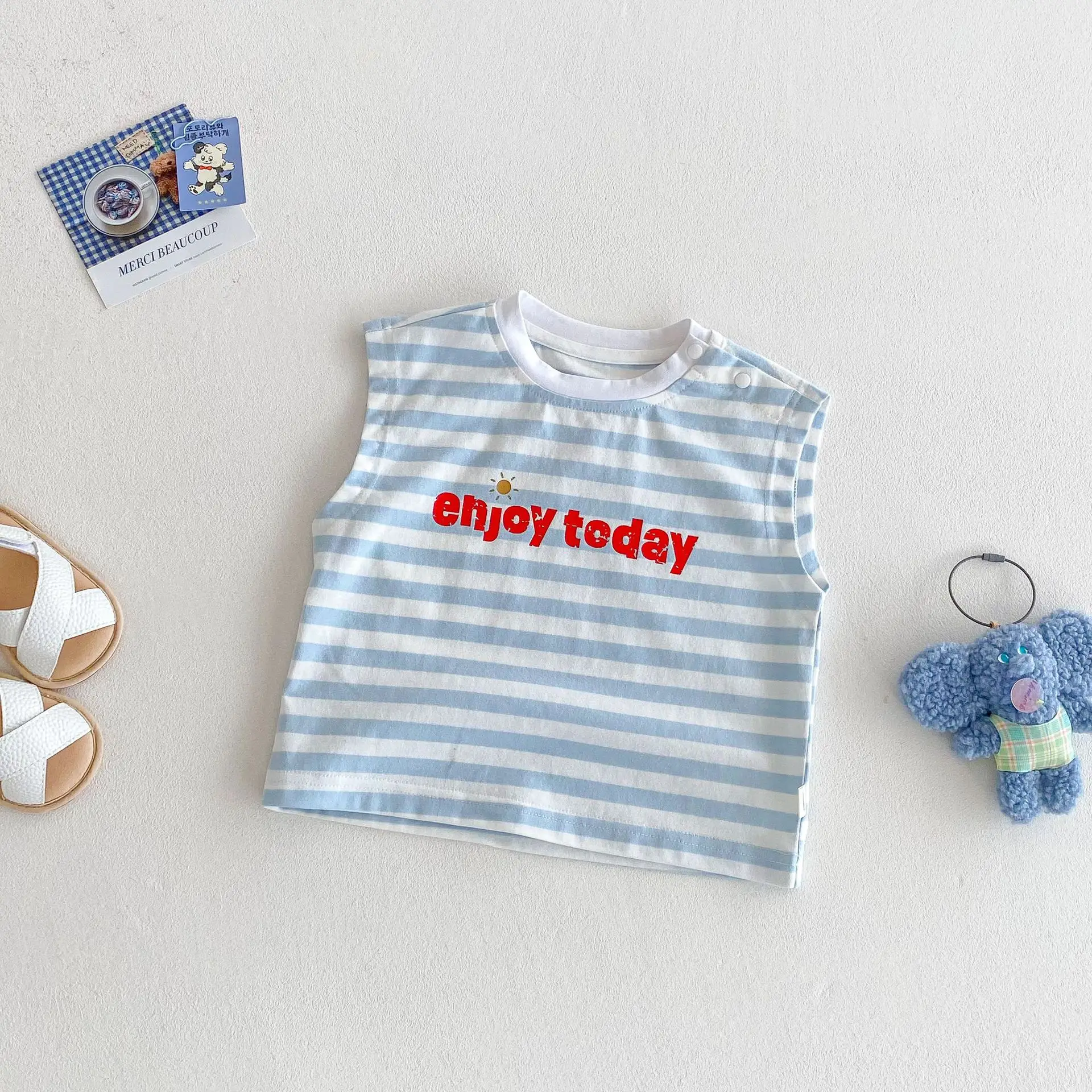 Children Striped Vest Blue White 2026 Summer - Image 3