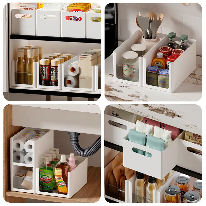 Stacked Storage Boxes for Kitchen Cabinets Space Saving