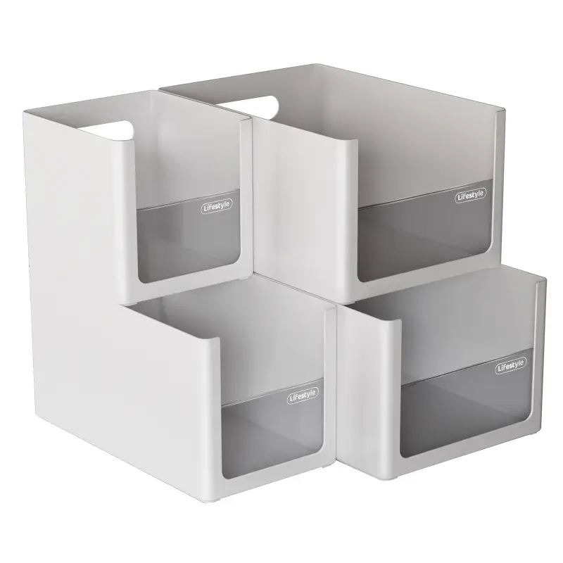 Stacked Storage Boxes for Kitchen Cabinets Space Saving