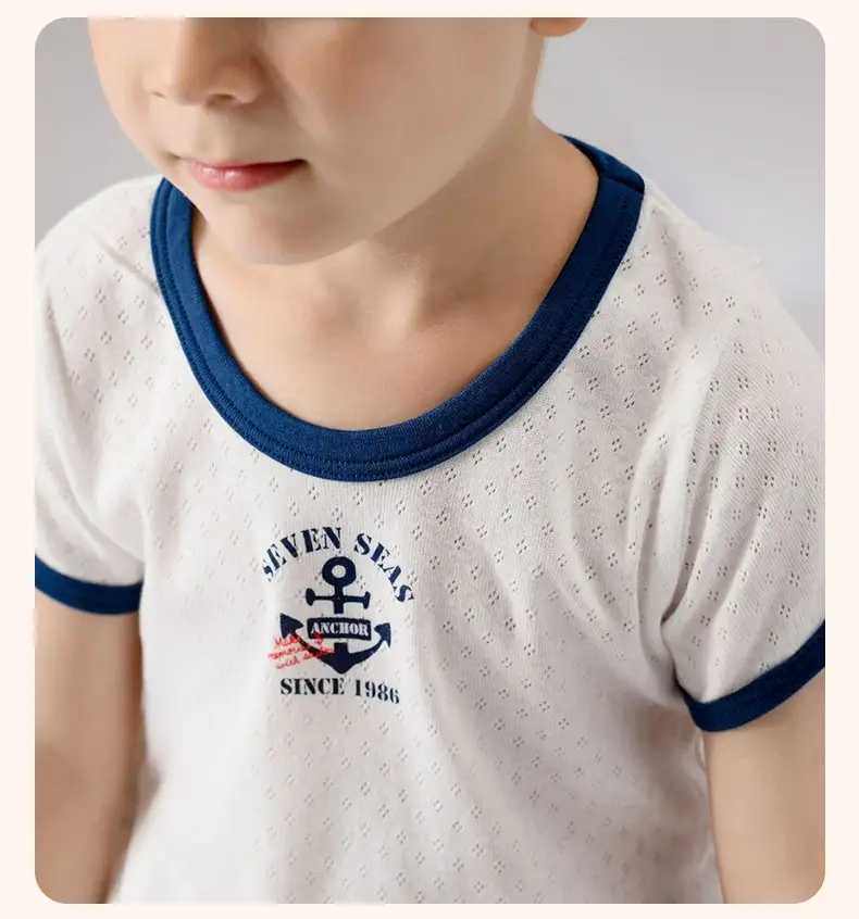Baby Boys Cotton T-Shirt Set White Blue Summer — feature 10