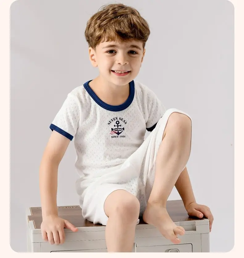 Baby Boys Cotton T-Shirt Set White Blue Summer — feature 12