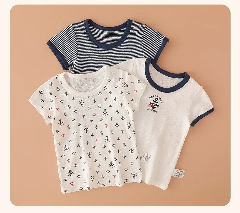 Baby Boys Cotton T-Shirt Set White Blue Summer — feature 19
