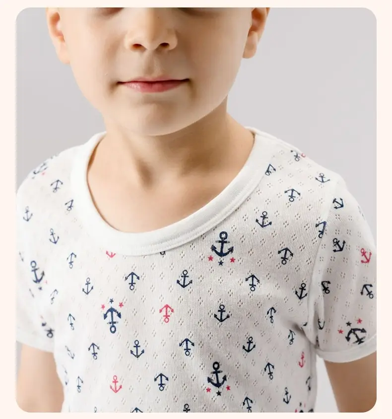 Baby Boys Cotton T-Shirt Set White Blue Summer — feature 9