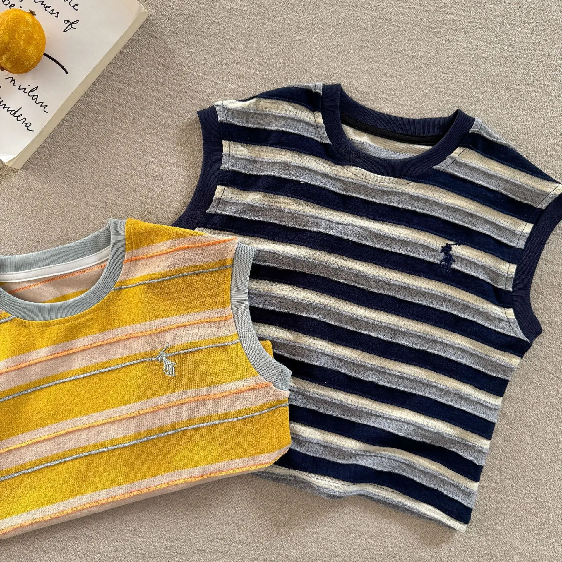Children Striped T-Shirt Set Navy Yellow 2025 — feature 12