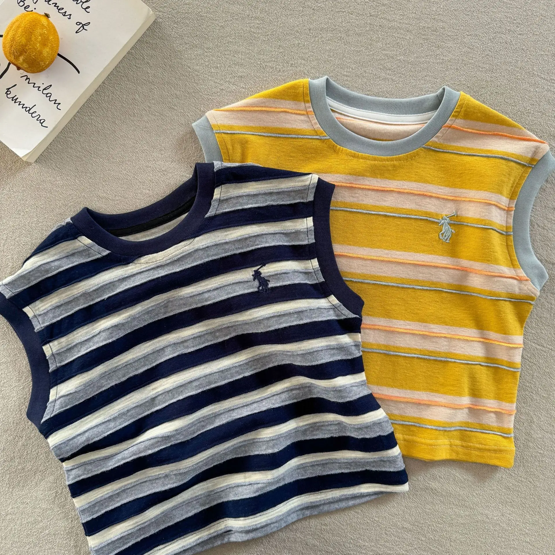 Children Striped T-Shirt Set Navy Yellow 2025 — feature 5
