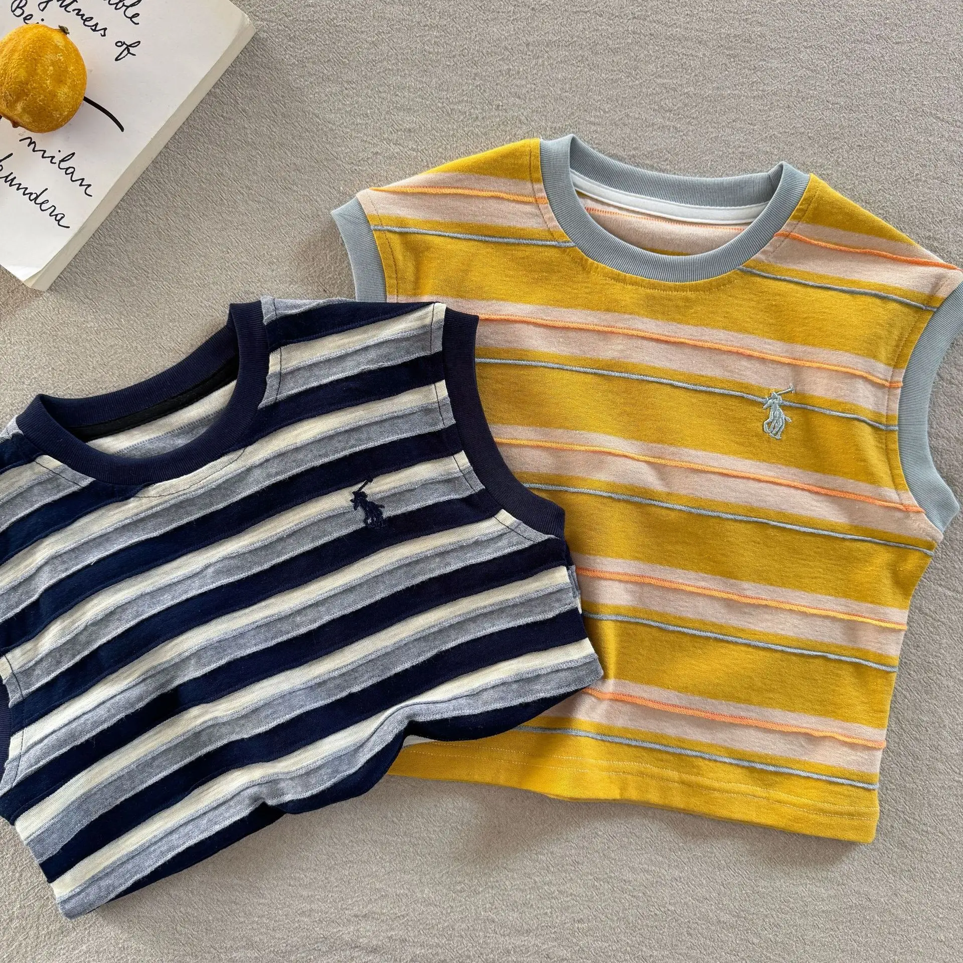 Children Striped T-Shirt Set Navy Yellow 2025 — feature 6