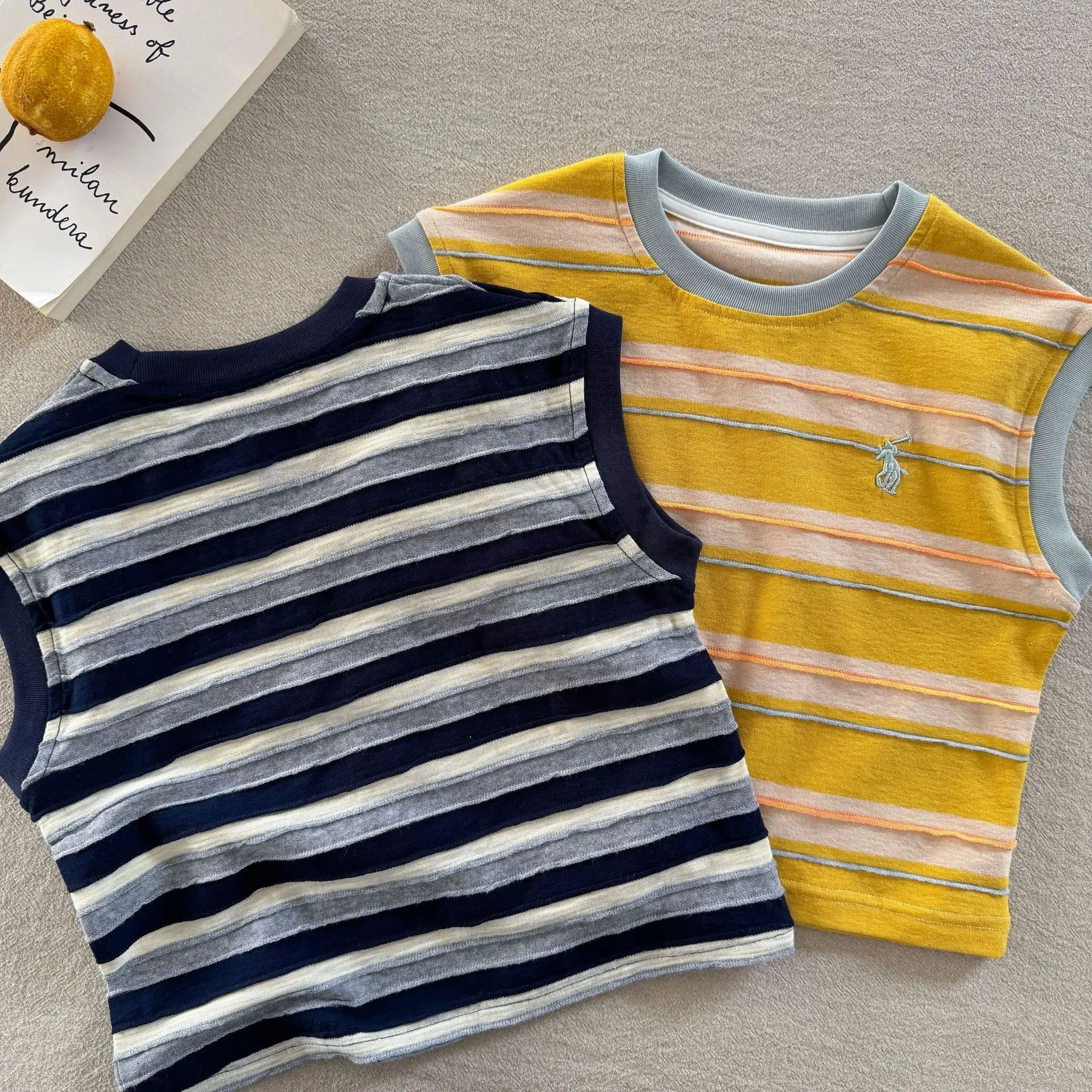 Children Striped T-Shirt Set Navy Yellow 2025 — feature 7