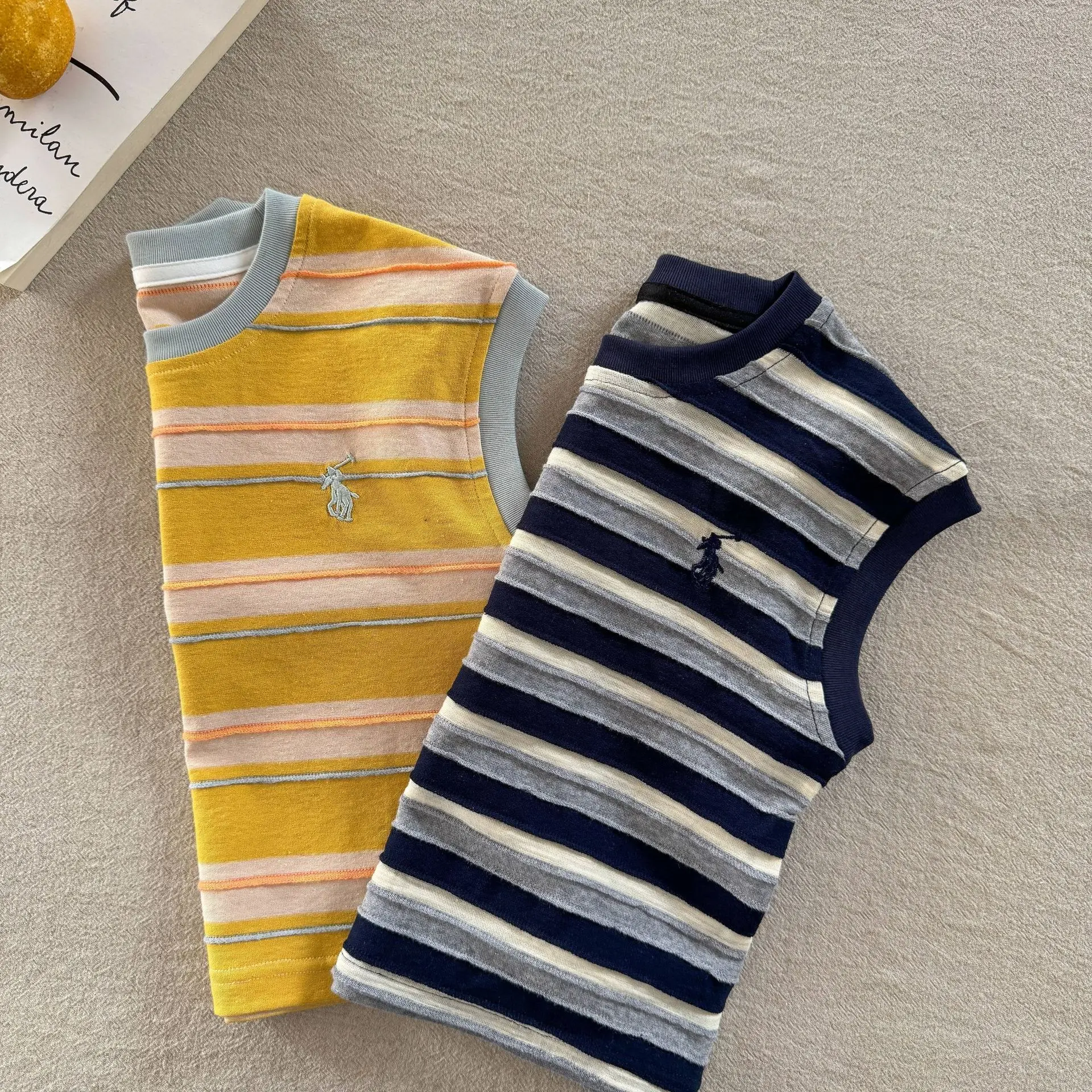 Children Striped T-Shirt Set Navy Yellow 2025 — feature 8