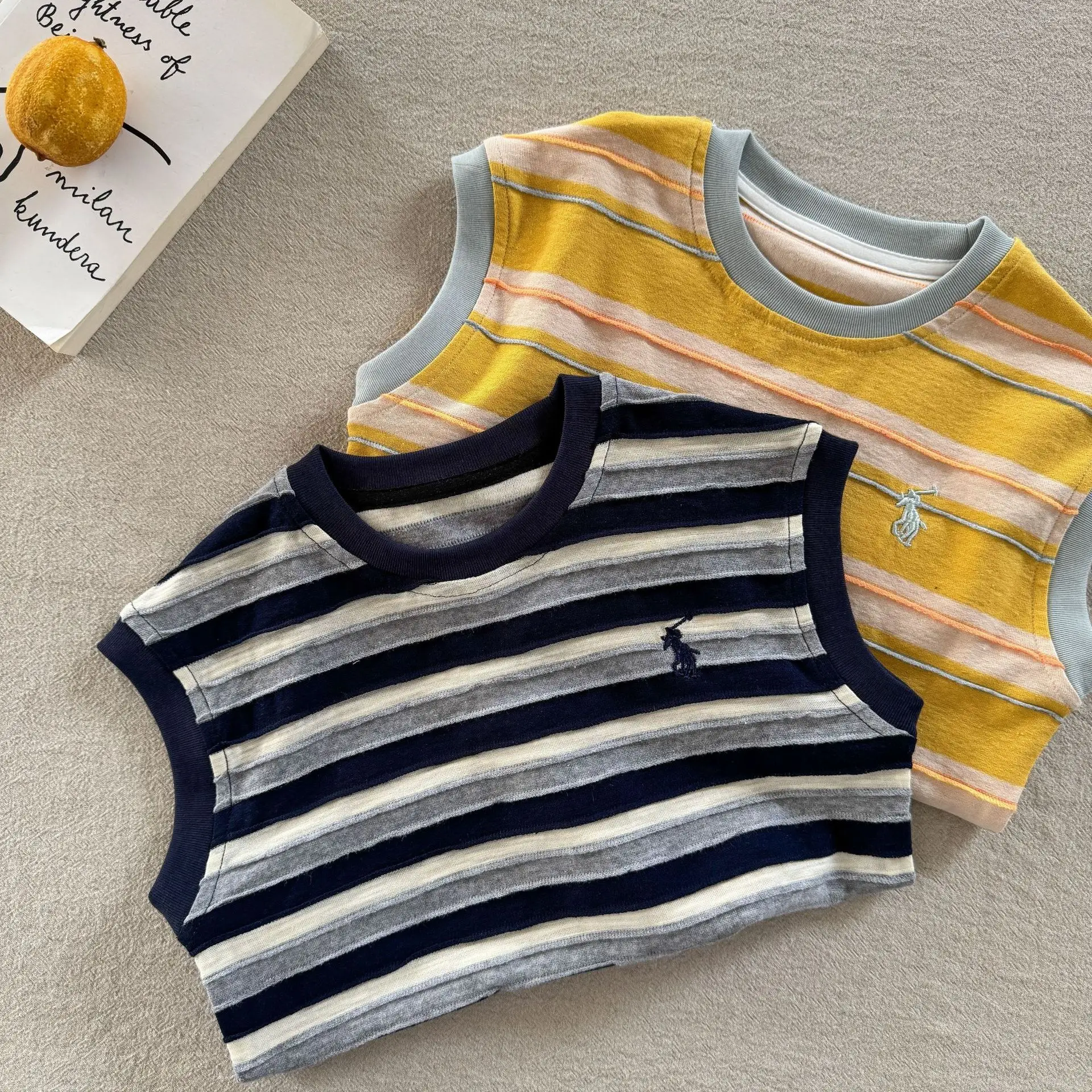 Children Striped T-Shirt Set Navy Yellow 2025 — feature 9