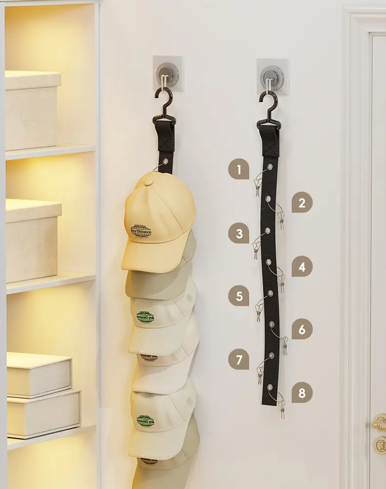 No-Drill Hat & Cap Hook Organizer for Door or Wardrobe — feature 6