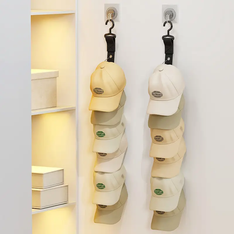 No-Drill Hat & Cap Hook Organizer for Door or Wardrobe - Image 2