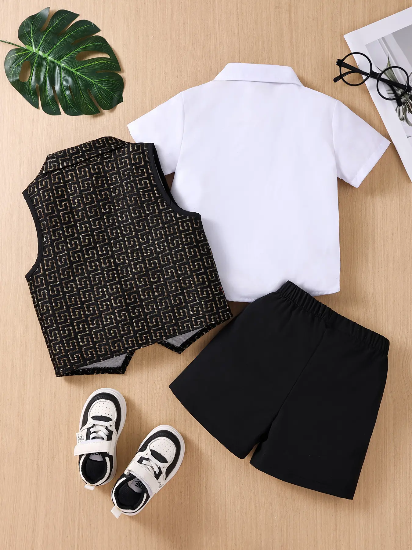 European American Cross-Border Men Dress Vest Shirt Shorts Set - Image 6
