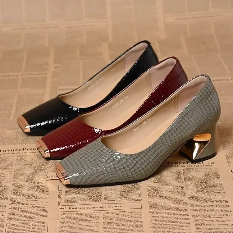Women's Square-Toe Pumps with Sculptural Heel - Image 3