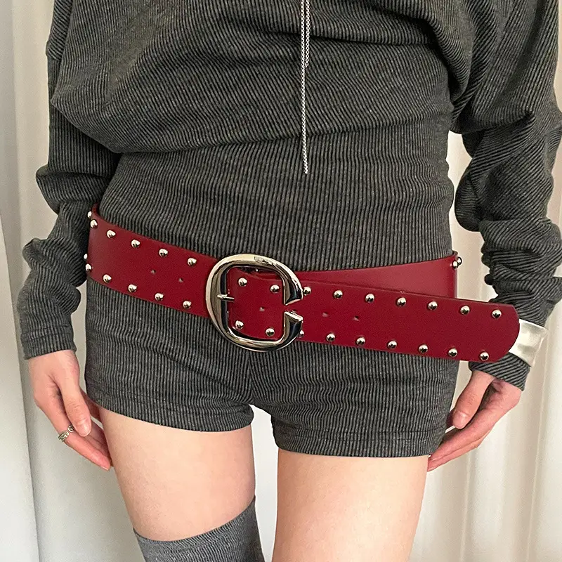 High-End Red Belt for Women Slim Girdle Jeans Belt - Image 9