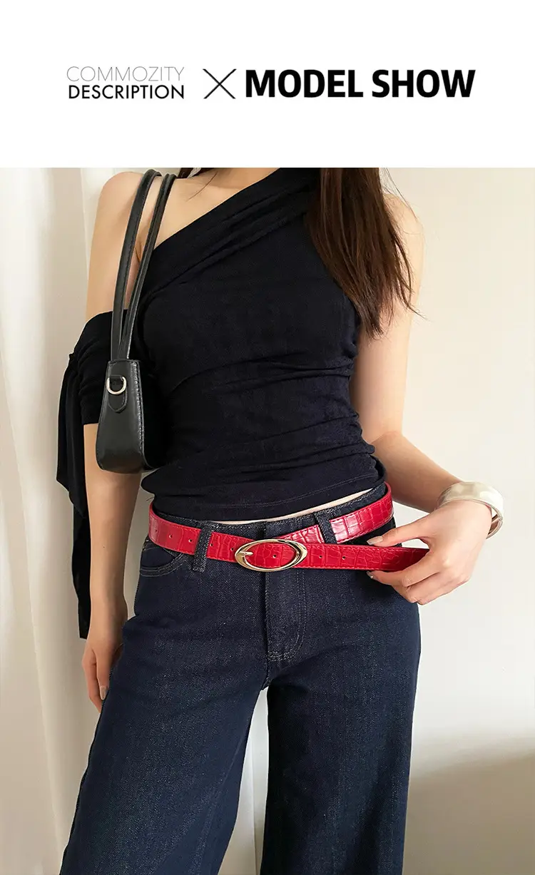 High-End Red Belt for Women Slim Girdle Jeans Belt — feature 2