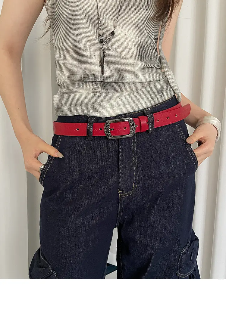 High-End Red Belt for Women Slim Girdle Jeans Belt — feature 8