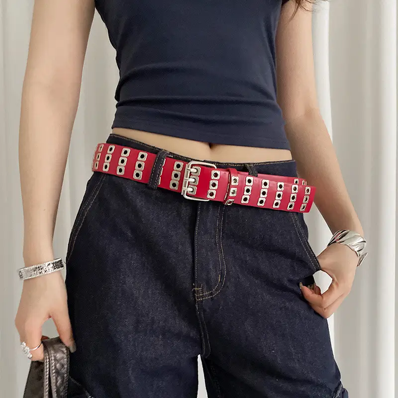 High-End Red Belt for Women Slim Girdle Jeans Belt - Image 3