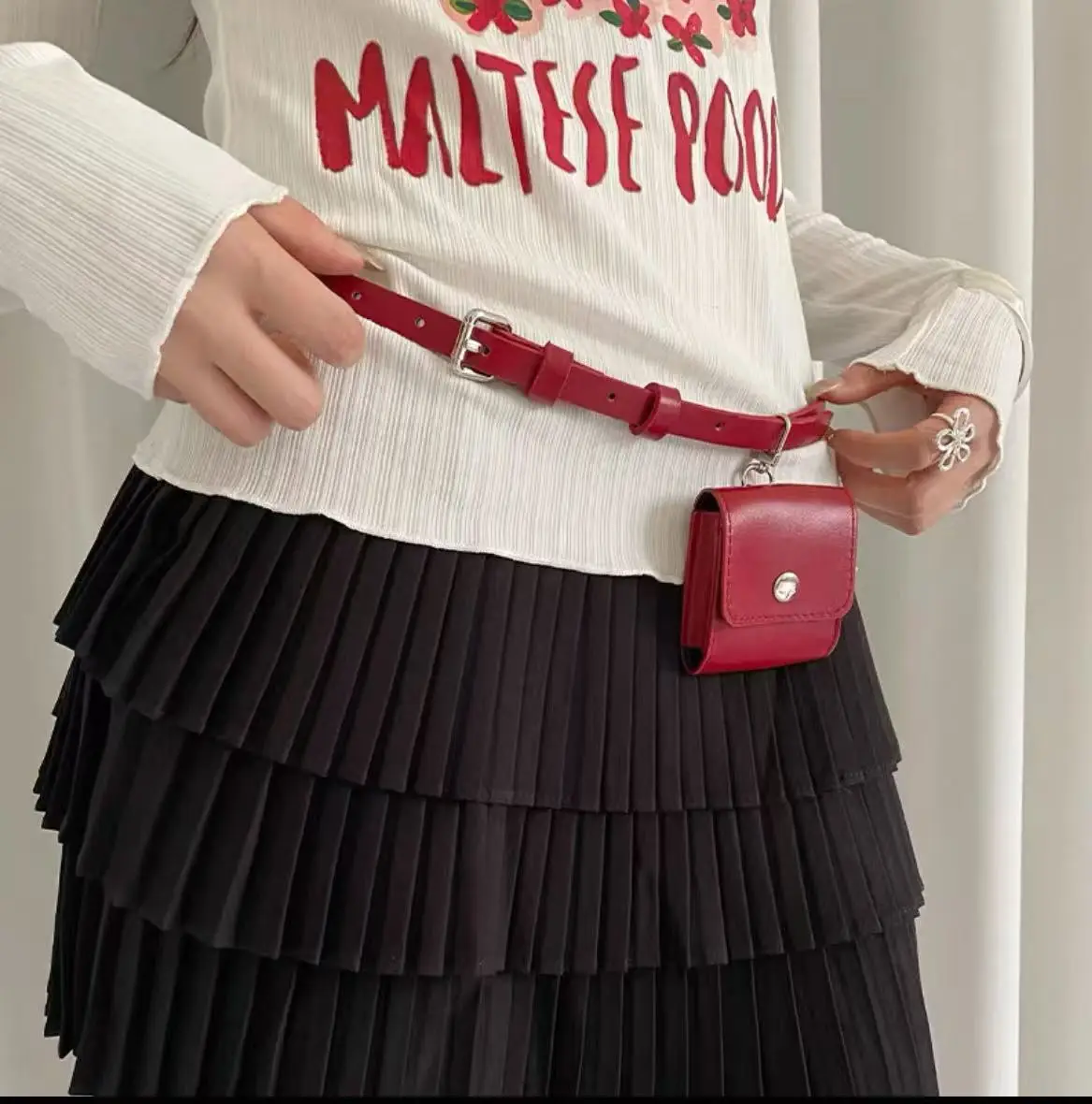 High-End Red Belt for Women Slim Girdle Jeans Belt - Image 7
