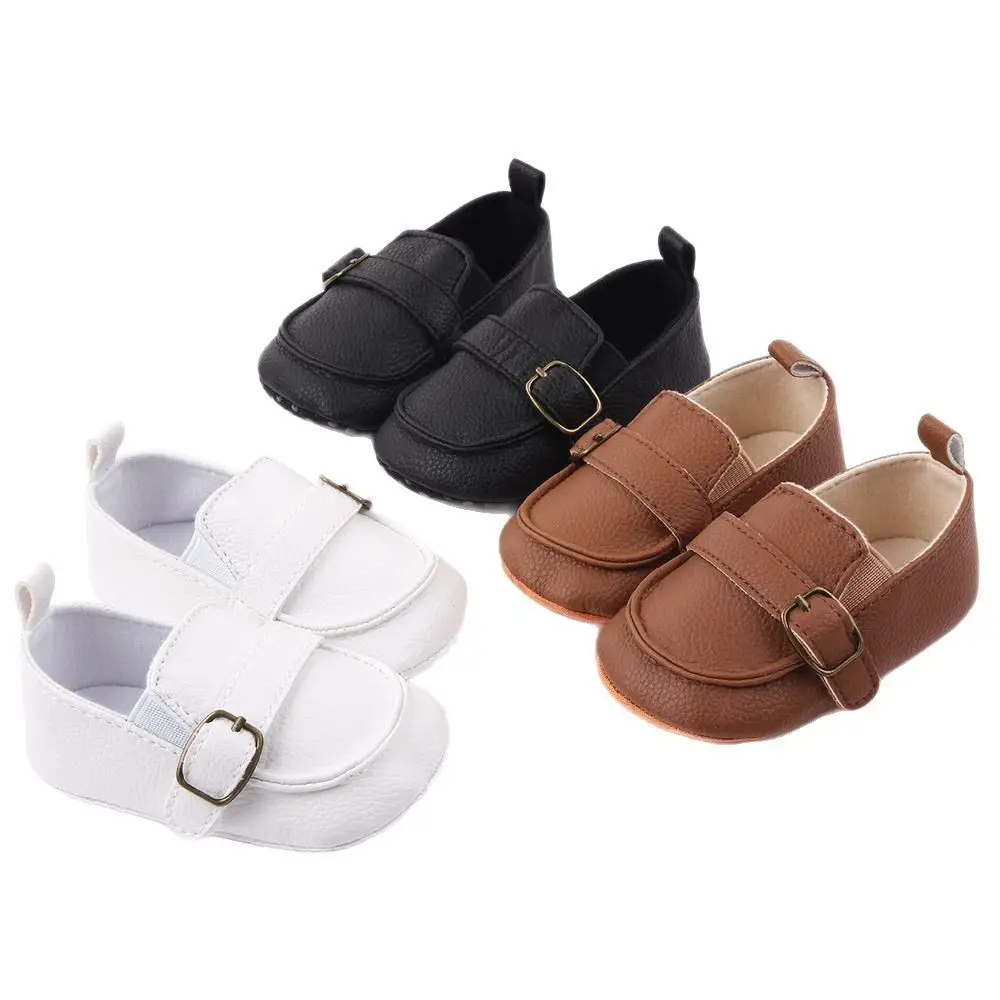 Brown Leather Toddler Shoes with Metal Buckle
