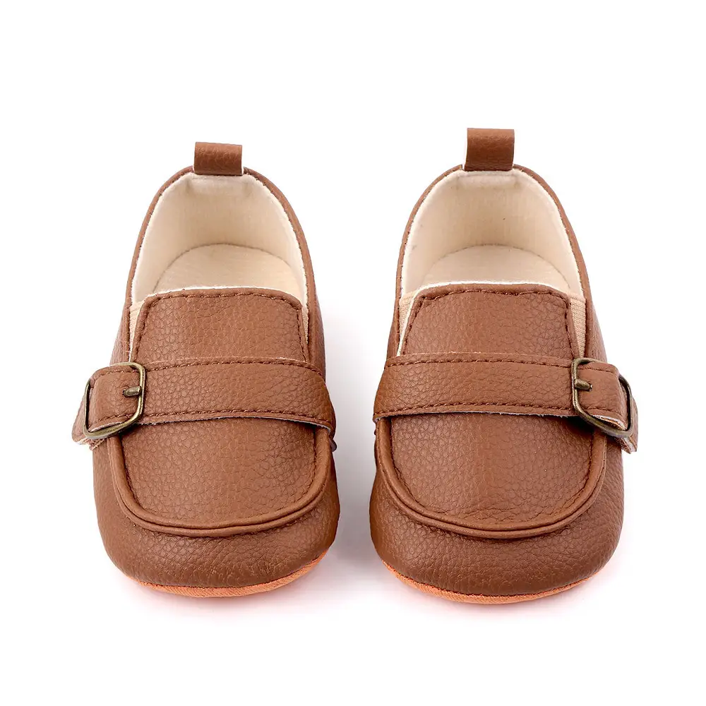 Brown Leather Toddler Shoes with Metal Buckle — feature 13