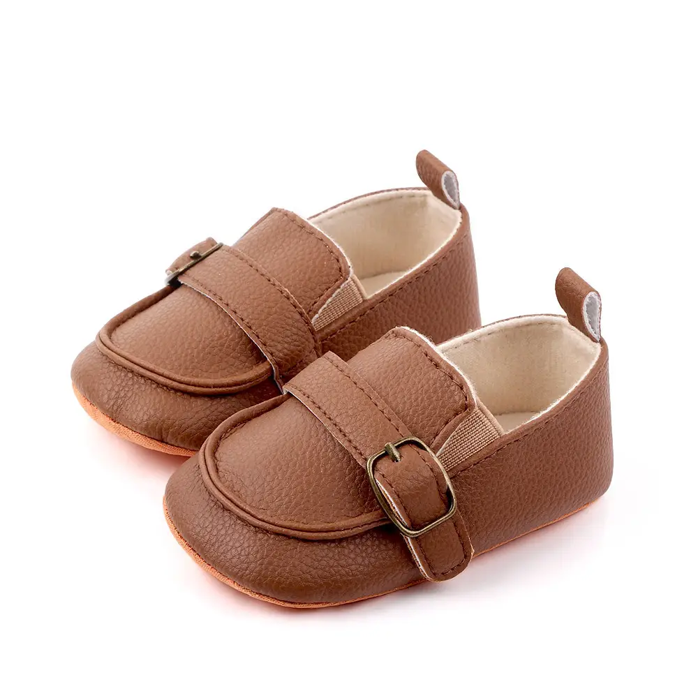 Brown Leather Toddler Shoes with Metal Buckle — feature 14