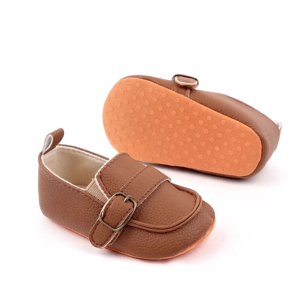 Brown Leather Toddler Shoes with Metal Buckle — feature 16