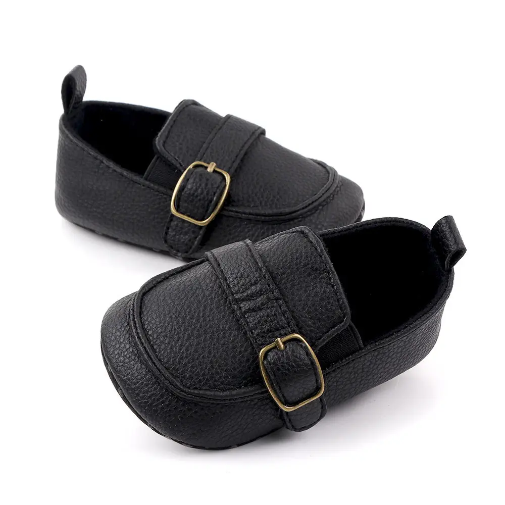 Brown Leather Toddler Shoes with Metal Buckle — feature 4