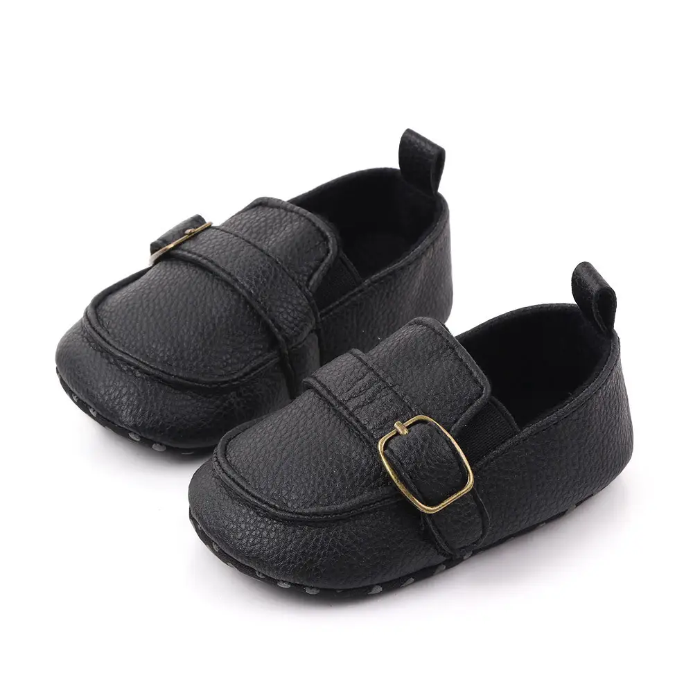 Brown Leather Toddler Shoes with Metal Buckle — feature 6