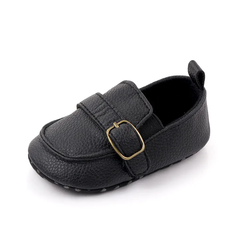 Brown Leather Toddler Shoes with Metal Buckle