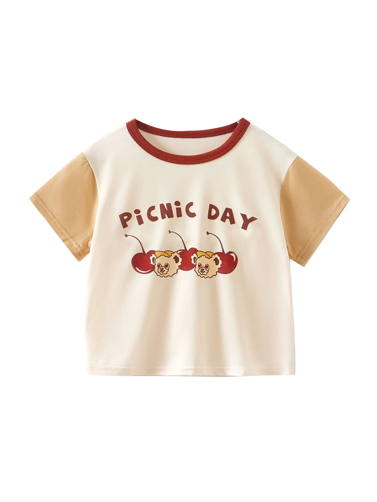 Baby's Cream Cake T-Shirt White Orange Short Sleeve