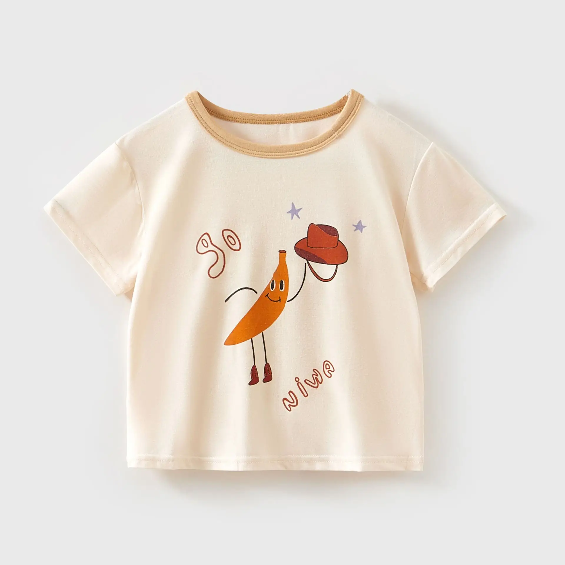 Baby's Cream Cake T-Shirt White Orange Short Sleeve