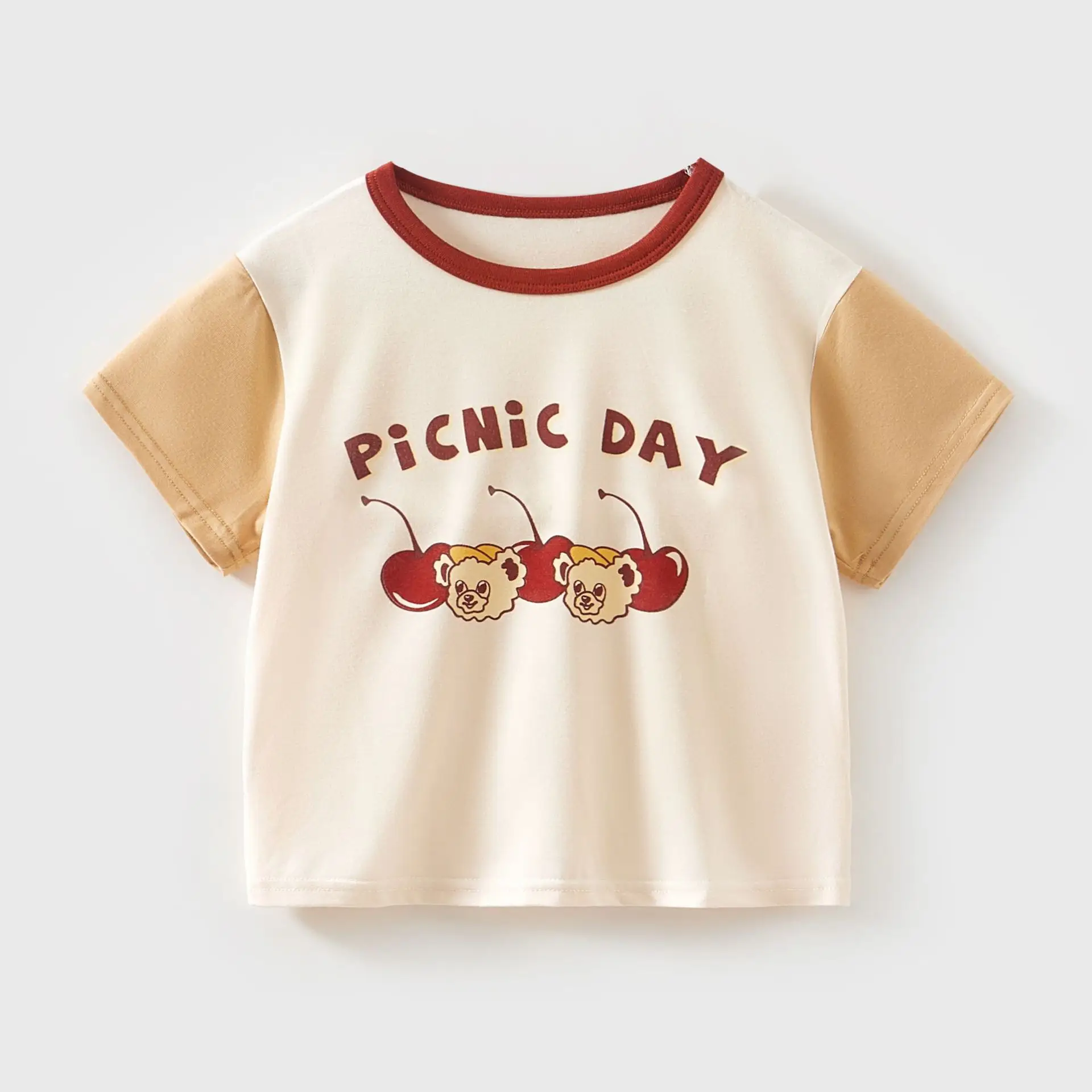 Baby's Cream Cake T-Shirt White Orange Short Sleeve