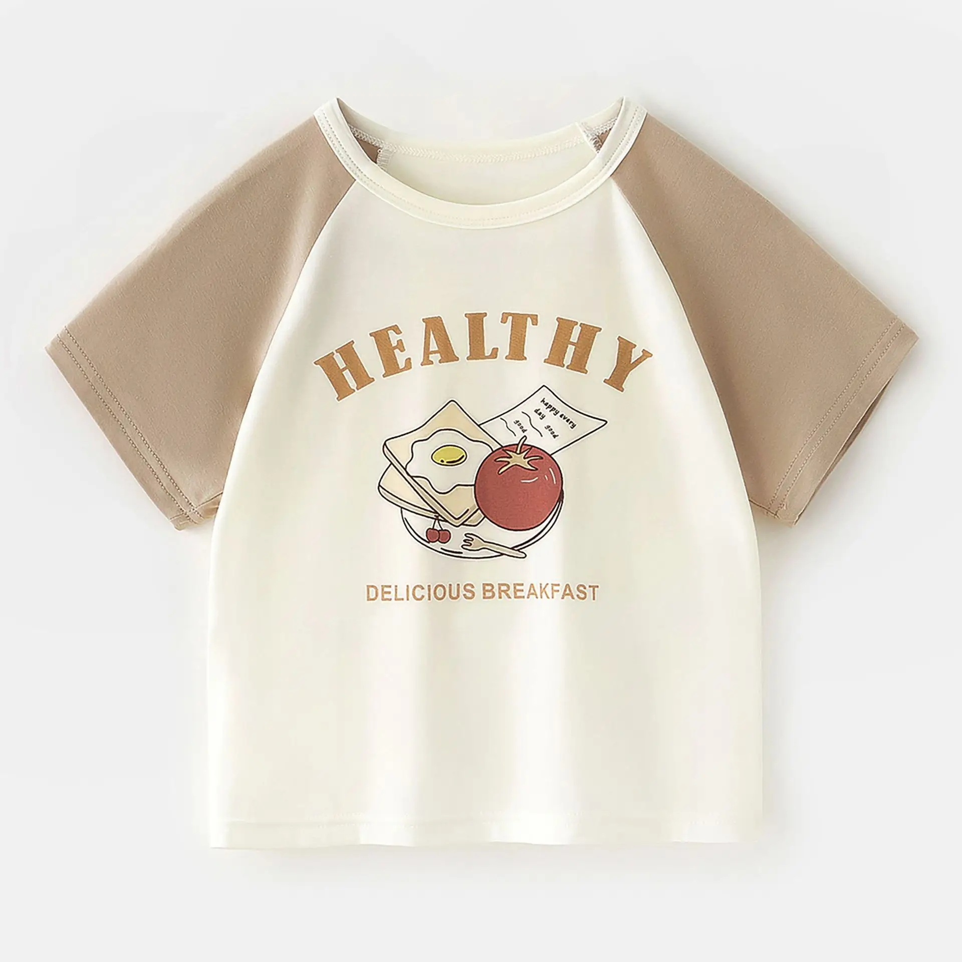 Baby's Cream Cake T-Shirt White Orange Short Sleeve
