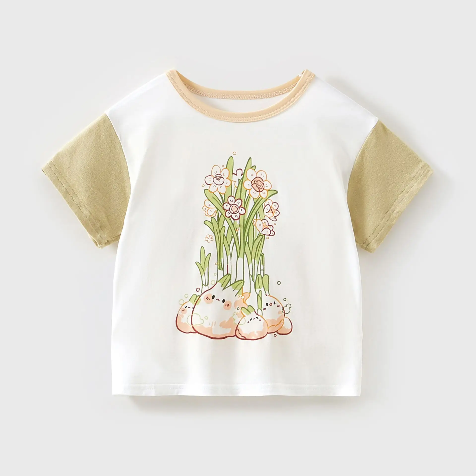 Baby's Cream Cake T-Shirt White Orange Short Sleeve